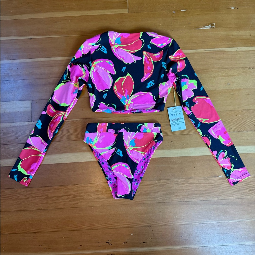 Maaji Floral Swim Rashguard Bikini Size Small - Picture 2 of 5